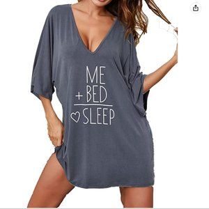 Ekouaer Women's Sleepshirt V Neck Nightgown Nightshirt Oversized XXL
